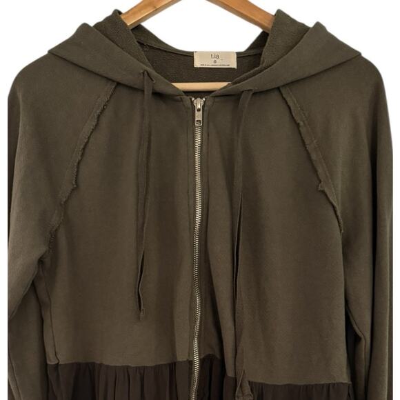 Anthropologie T.la Lavande Tunic Hoodie Zip Front Moss Green XS $128 - Picture 4 of 9